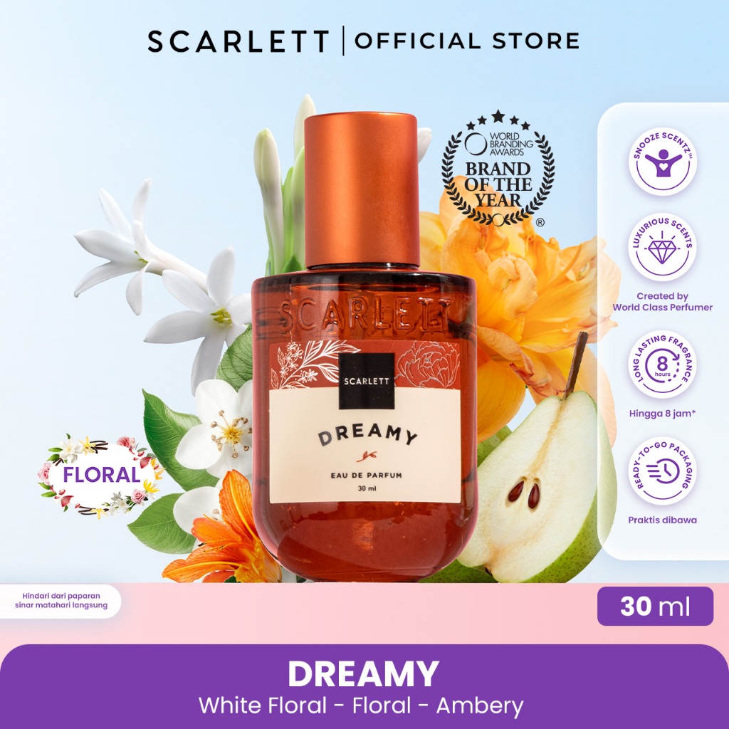 Scarlett Whitening Eau De Parfum Dreamy 30ml – EDP Parfum dengan Aroma Wangi Mewah Segar & Tahan Lama